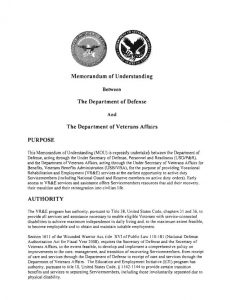 Image of the Memorandum of Understanding for VR&E Services Image of the Memorandum of Understanding for VR&E Services